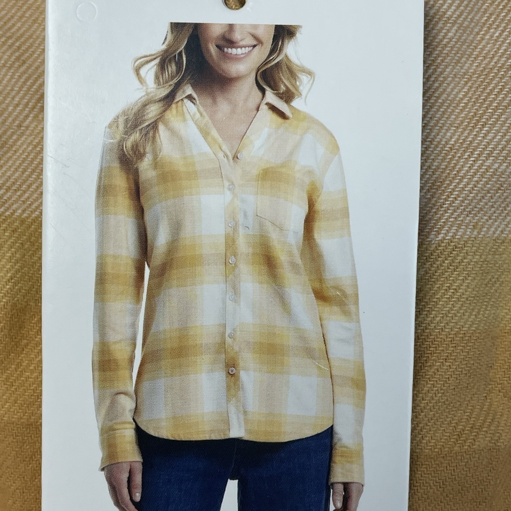 Weatherproof Vintage Women's S Plaid Blouse Yellow e1051